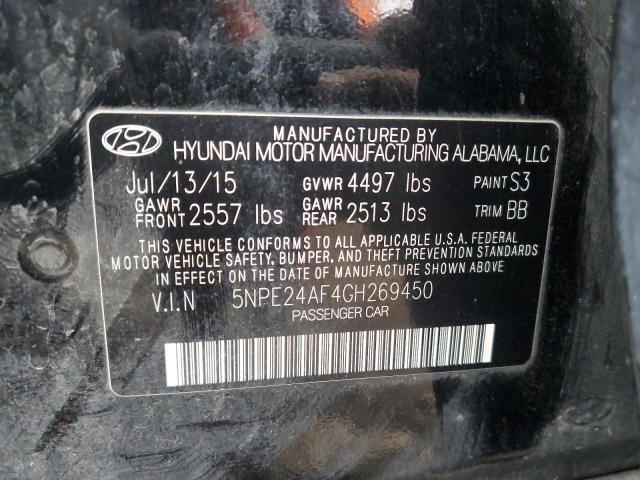 5NPE24AF4GH269450 - 2016 HYUNDAI SONATA SE BLACK photo 12