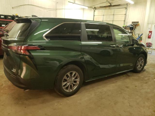 5TDYSKFCXMS004120 - 2021 TOYOTA SIENNA XLE GREEN photo 3