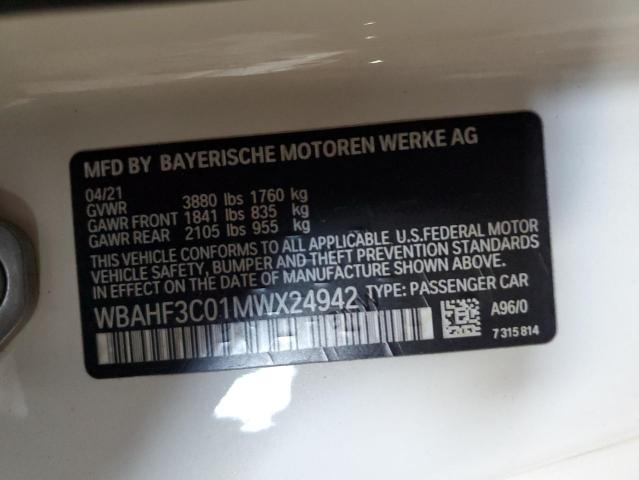 WBAHF3C01MWX24942 - 2021 BMW Z4 SDRIVE30I WHITE photo 13