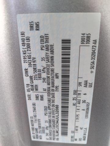 5LMCJ3C94JUL32080 - 2018 LINCOLN MKC RESERVE ვერცხლისფერი ფოტო 13