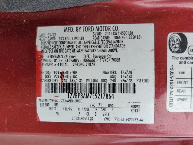 1ZVBP8AM7E5217864 - 2014 FORD MUSTANG RED photo 12