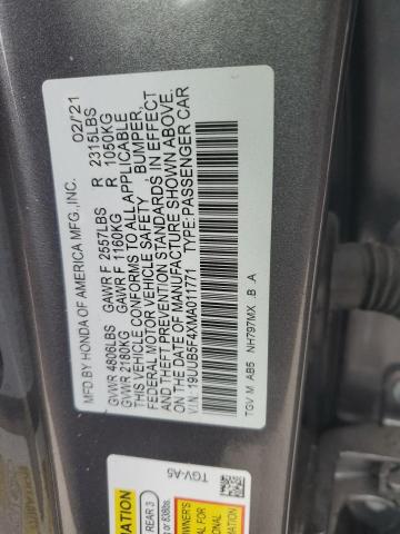 19UUB5F4XMA011771 - 2021 ACURA TLX TECHNOLOGY 灰色 照片 12