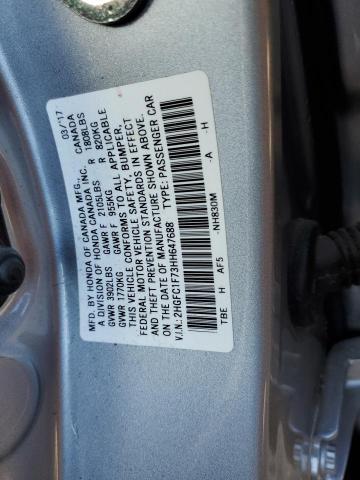 2HGFC1F73HH647688 - 2017 HONDA CIVIC EXL SILVER photo 12