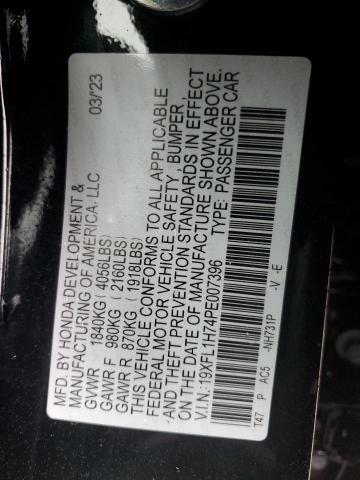 19XFL1H74PE007396 - 2023 HONDA CIVIC EXL შავი ფოტო 12