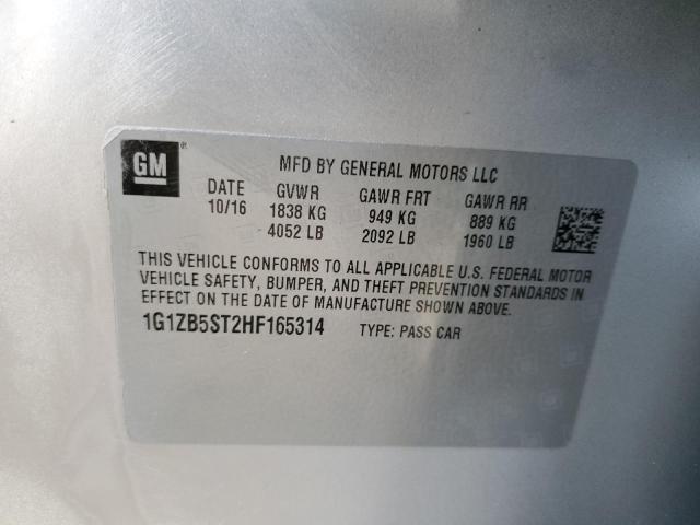 1G1ZB5ST2HF165314 - 2017 CHEVROLET MALIBU LS SILVER photo 12