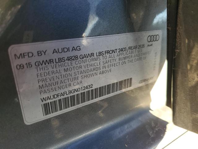 WAUDFAFL8GN012432 - 2016 AUDI A4 PREMIUM S-LINE GRAY photo 13