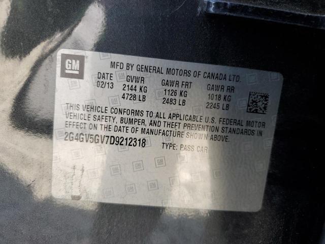2G4GV5GV7D9212318 - 2013 BUICK REGAL GS Қара фото 12
