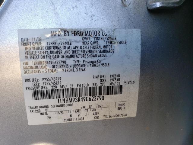 1LNHM93R49G623790 - 2009 LINCOLN MKS SILVER photo 12