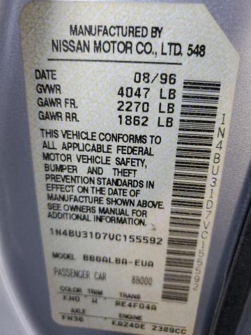 1N4BU31D7VC155592 - 1997 NISSAN ALTIMA XE SILVER photo 12