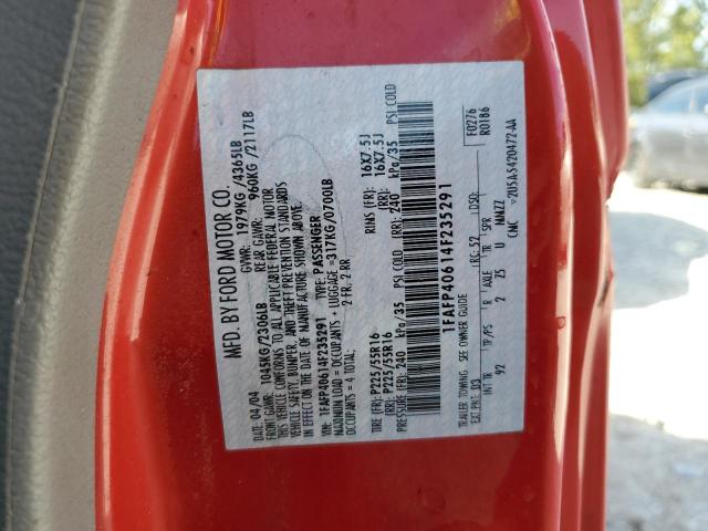 1FAFP40614F235291 - 2004 FORD MUSTANG RED photo 13