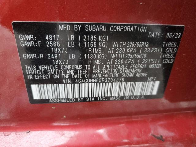 4S4GUHN65R3704376 - 2024 SUBARU CROSSTREK LIMITED RED photo 13