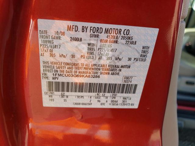 1FMCU03G69KA63286 - 2009 FORD ESCAPE XLT BURGUNDY photo 14