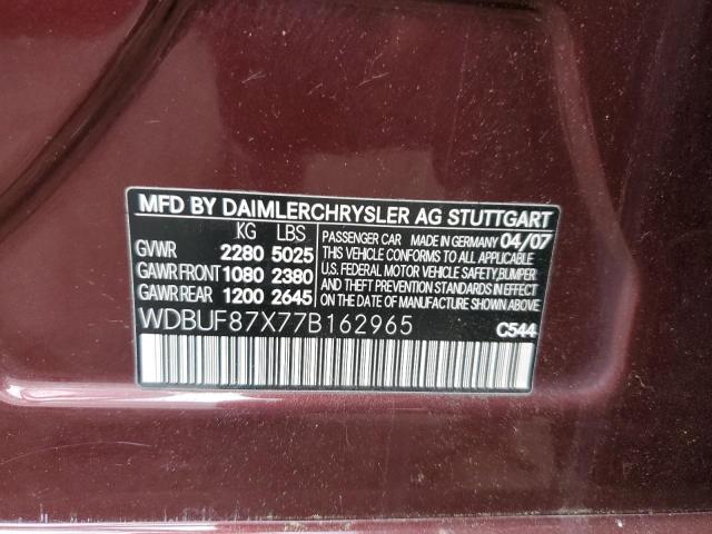 WDBUF87X77B162965 - 2007 MERCEDES-BENZ E350 350 4MATIC BURGUNDY photo 12