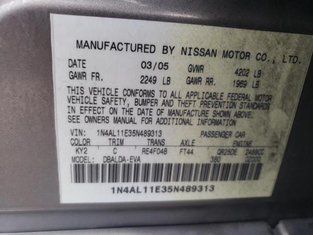 1N4AL11E35N489313 - 2005 NISSAN ALTIMA S GRAY photo 12