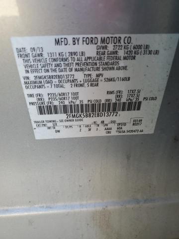 2FMGK5B82EBD13772 - 2014 FORD FLEX SE SILVER photo 12