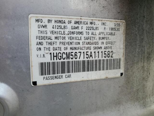 1HGCM56715A111582 - 2005 HONDA ACCORD EX SILVER photo 13