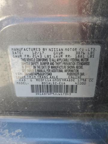 3N1AB7AP9JL617343 - 2018 NISSAN SENTRA S GRAY photo 12