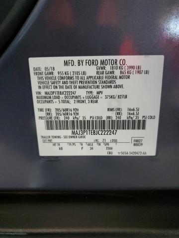 MAJ3P1TE8JC222247 - 2018 FORD ECOSPORT SE GRAY photo 12