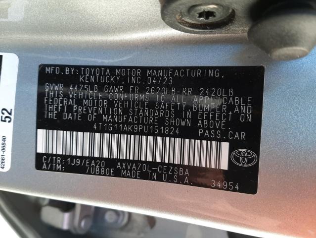 4T1G11AK9PU151824 - 2023 TOYOTA CAMRY SE NIGHT SHADE SILVER photo 12