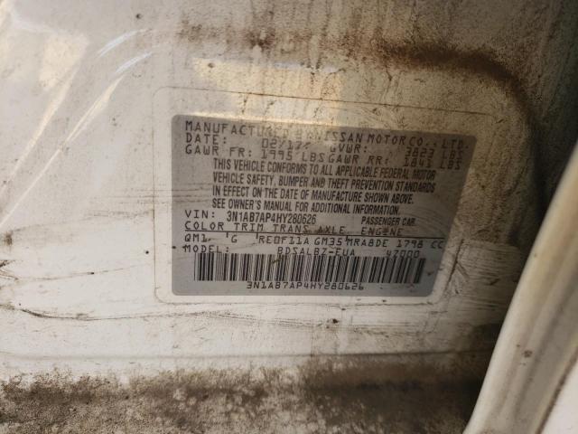 3N1AB7AP4HY280626 - 2017 NISSAN SENTRA S WHITE photo 12