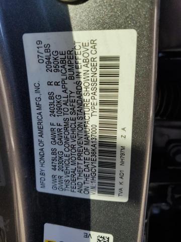 1HGCV1E36KA137000 - 2019 HONDA ACCORD SPORT GRAY photo 12