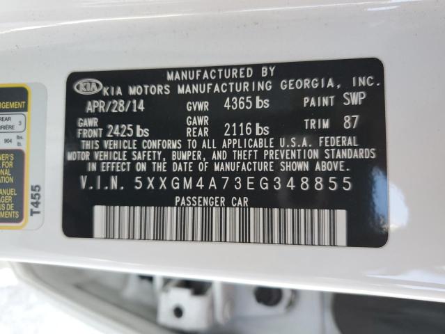 5XXGM4A73EG348855 - 2014 KIA OPTIMA LX WHITE photo 12