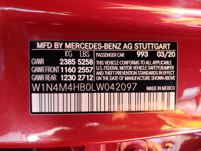 W1N4M4HB0LW042097 - 2020 MERCEDES-BENZ GLB 250 4MATIC RED photo 13