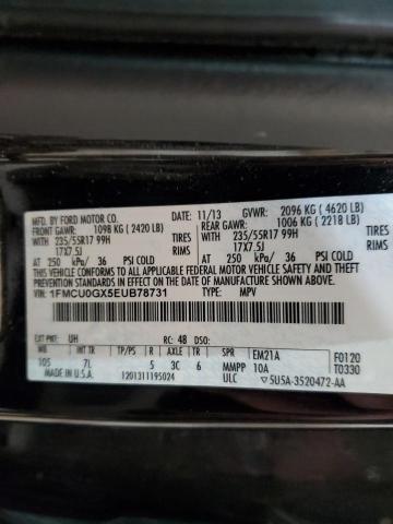 1FMCU0GX5EUB78731 - 2014 FORD ESCAPE SE BLACK photo 12