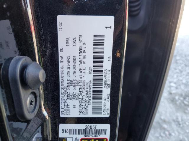 5TFNC5AB2PX001906 - 2023 TOYOTA TUNDRA CREWMAX PLATINUM შავი ფოტო 12