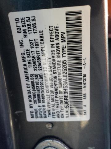 5J6RE3H53AL025205 - 2010 HONDA CR-V EX SILVER photo 13