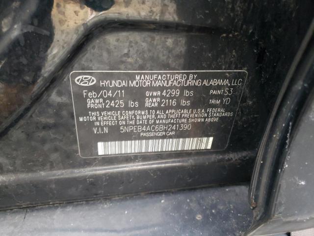 5NPEB4AC6BH241390 - 2011 HYUNDAI SONATA GLS BLACK photo 12