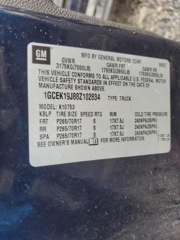 1GCEK19J88Z102834 - 2008 CHEVROLET SILVERADO K1500 BLUE photo 12