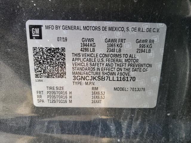 3GNCJKSB7LL116170 - 2020 CHEVROLET TRAX LS GRAY photo 13