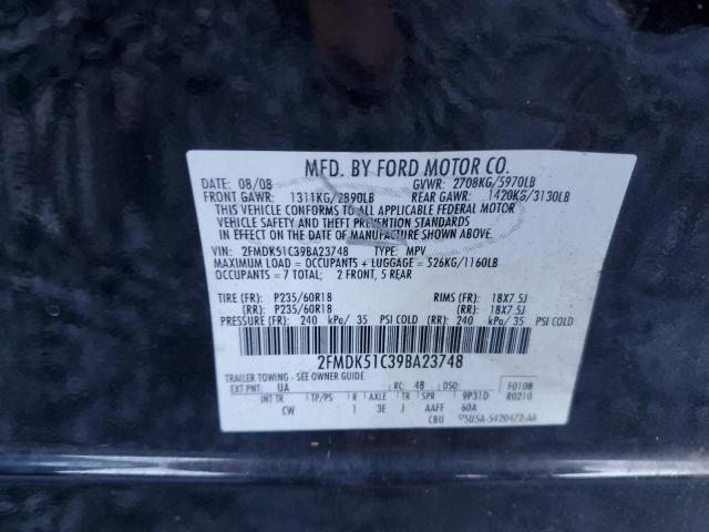 2FMDK51C39BA23748 - 2009 FORD FLEX SE BLACK photo 13