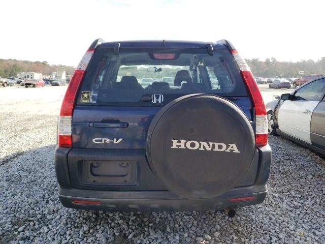 JHLRD68515C007319 - 2005 HONDA CR-V LX BLUE photo 6