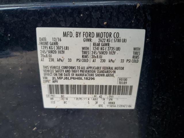 2LMPJ8LP6HBL18296 - 2017 LINCOLN MKX RESERVE أزرق صورة 12