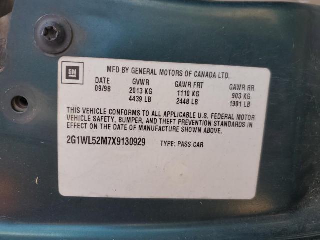 2G1WL52M7X9130929 - 1999 CHEVROLET LUMINA BASE GREEN photo 13