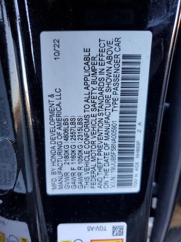 19UUB5F58NA005901 - 2022 ACURA TLX TECH A BLACK photo 12