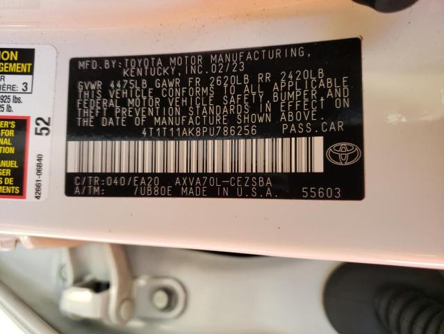 4T1T11AK8PU786256 - 2023 TOYOTA CAMRY SE NIGHT SHADE WHITE photo 12