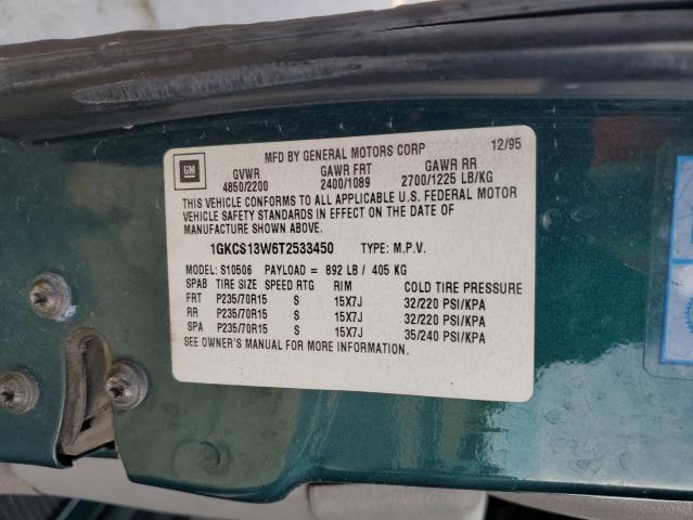 1GKCS13W6T2533450 - 1996 GMC JIMMY أخضر صورة 13