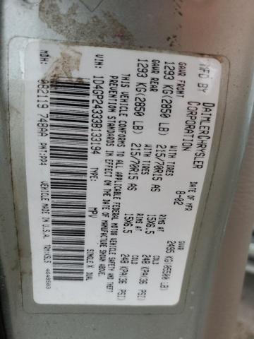 1D4GP24333B133194 - 2003 DODGE GRAND CARA SE GRAY photo 13