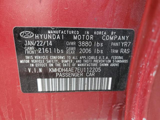 KMHDH4AE7EU112205 - 2014 HYUNDAI ELANTRA SE RED photo 12