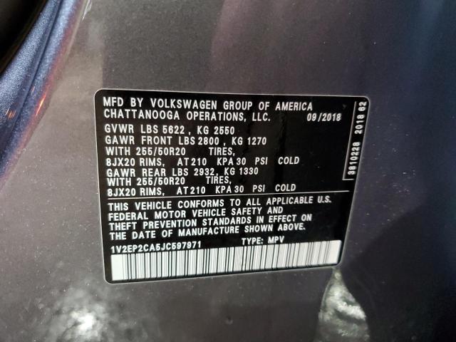 1V2EP2CA5JC597971 - 2018 VOLKSWAGEN ATLAS SEL GRAY photo 13