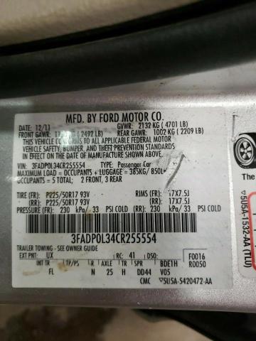 3FADP0L34CR255554 - 2012 FORD FUSION HYBRID SILVER photo 13