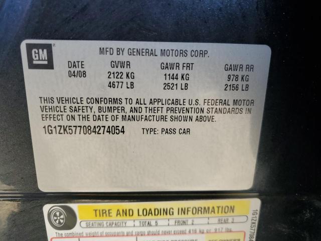 1G1ZK577084274054 - 2008 CHEVROLET MALIBU LTZ შავი ფოტო 12