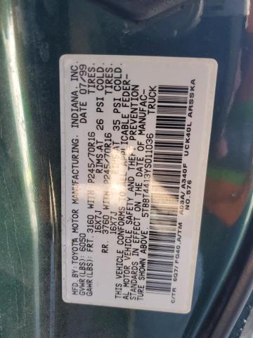 5TBBT4413YS011036 - 2000 TOYOTA TUNDRA ACCESS CAB მწვანე ფოტო 13