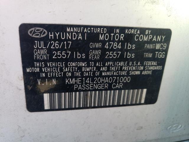 KMHE14L20HA071000 - 2017 HYUNDAI SONATA PLUG-IN HYBRID WHITE photo 13