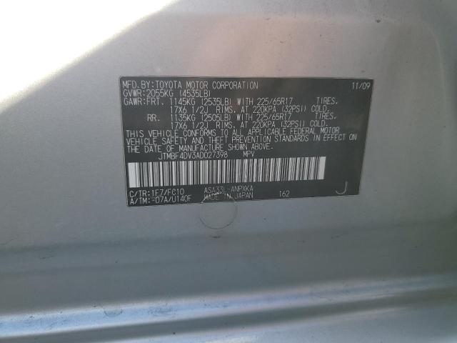 JTMBF4DV3AD027398 - 2010 TOYOTA RAV4 SILVER photo 12