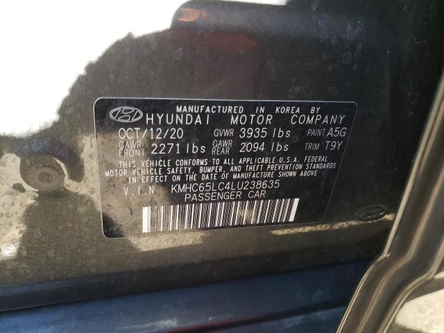 KMHC65LC4LU238635 - 2020 HYUNDAI IONIQ BLUE GRAY photo 14