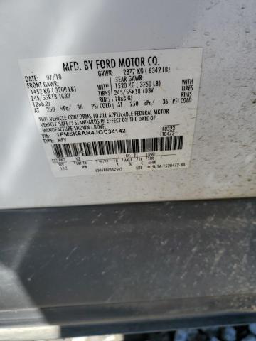 1FM5K8AR4JGC34142 - 2018 FORD EXPLORER POLICE INTERCEPTOR 白色 照片 14